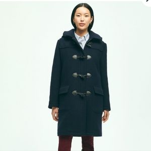 EUC Brooks Brothers Classic Wool Twill Hooded Toggle Pea Coat